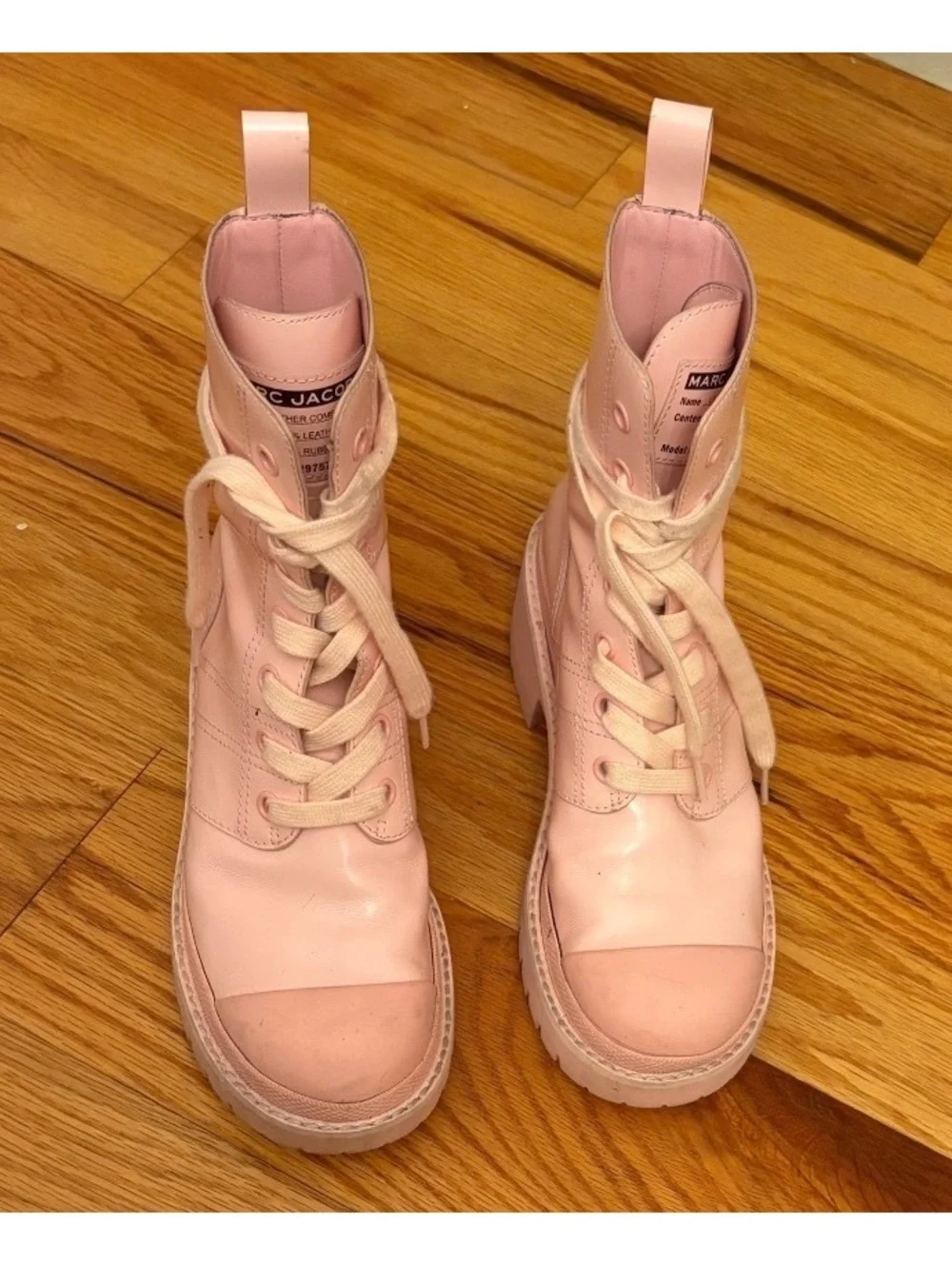 Marc Jacobs Pink Leather Combat Boots